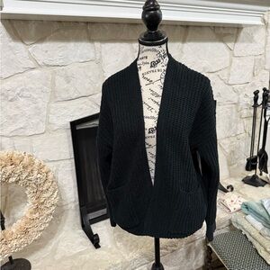 American Eagle Outfitters Black Open-Front Knit Cardigan